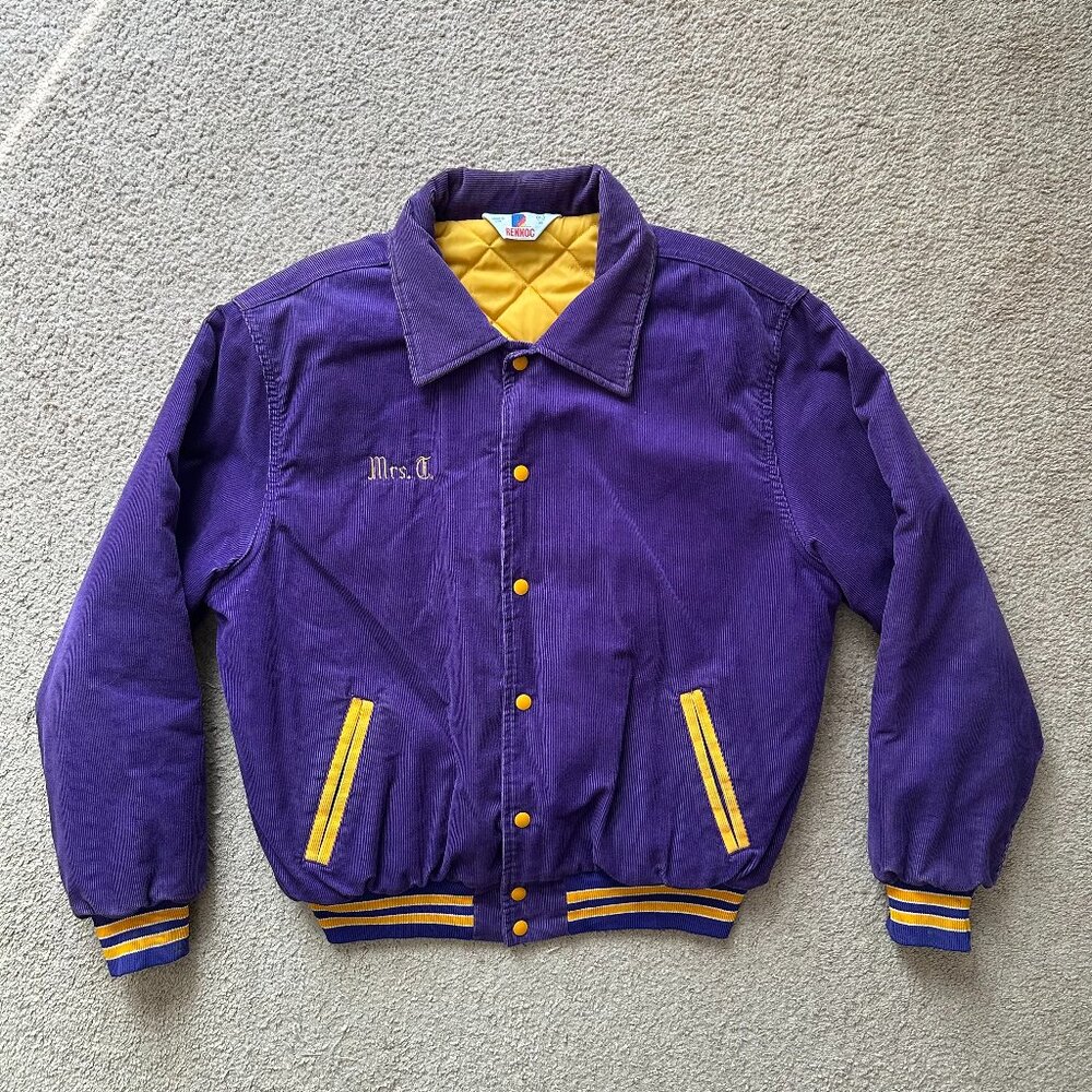 Rennoc Jacket Womens XL Vtg Corduroy Varsity Letterman USA Made Ellington